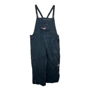 Disney VTG Y2K Pooh Tigger Cargo Wide Leg Cropped Overalls Black L Large